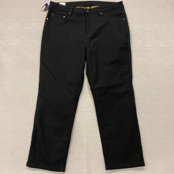 CAT Caterpillar Work Pants Mens 40 x 30 Black Canvas Fleece Lined Insulated - Picture 3 of 13